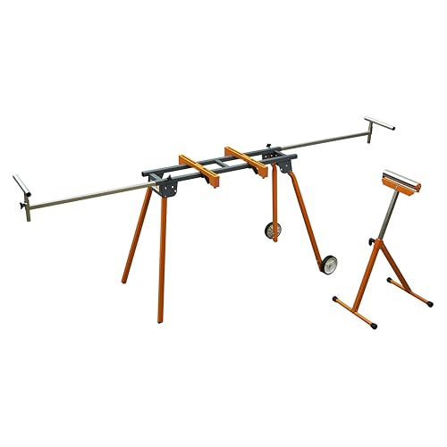 Image of BORA Portable Miter Saw Stand with Pedestal Roller - Universal Folding Work Support for Workshop Tools Compound Miter saws, Chop Saws - 500 Lb Max PM-4000B
