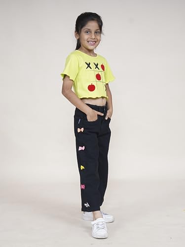 Image of KiddoPanti Girls Multiple Small Bow Detailed Jeans