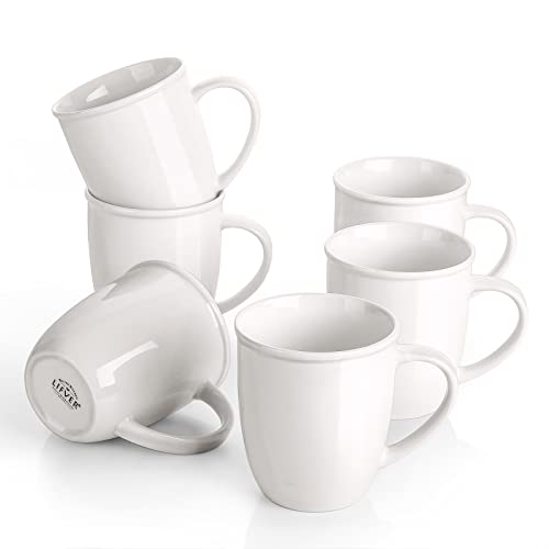 LIFVER Large Coffee Mugs Set of 6, 18 Oz White Ceramic Coffee Mugs for Coffee, Tea, Hot Cocoa, Coffee Cups Ceramic for Christmas Gifts , Easy to Hold & Clean, DIY Printing