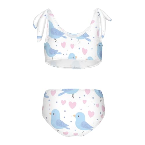 Plaaee Girls' 2 Piece Swimsuits Dove Heart Pattern Cute Bikini Set Bathing Suit 4T2
