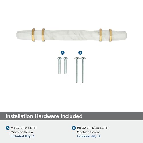 Image of Amerock 3-3 /4 inch Carrione Marble White /Champagne Bronze Drawer Pull