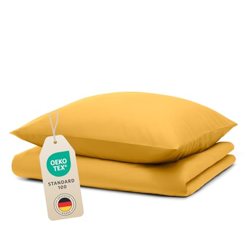 Blumtal Bettwäsche 135x200 cm & Kissenbezüge 80x80 cm - Bettbezüge aus Atmungsaktivem Mikrofaser, Superweiches Bettbezug Set, Oeko-Tex Zertifiziert, 2teilig - Gelb