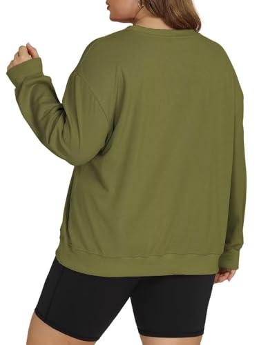 Image of ROSRISS Womens-Plus-Size-Sweatshirts Oversized Long Sleeve Shirts Trendy Crew Neck Pullover Sweaters Casual Tops XL-5XL