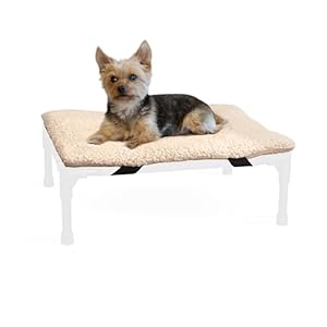K&H Pet Products Dog Cot Pad (Cot Sold Separately), Pillow-Top Comfort Bed for K&H Small Elevated Dog Beds, Soft & Fluffy, Secure Fit Straps, Machine Washable, Portable – Small 22 X 17in Tan Fleece