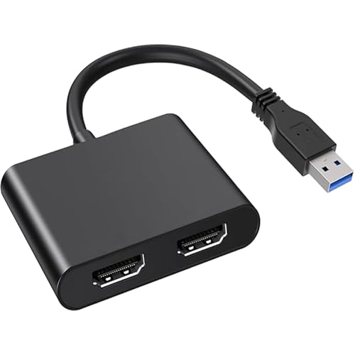 Dorwrnln USB 3.0 to Dual HDMI Adapter, 2-in-1 Extender for Extended or Mirrored Display, 1080P@30Hz USB 3.0 to HDMI Adapter for PC, TV/HDTV, Laptop to Monitor, Projector, Windows XP 7/8/ 10