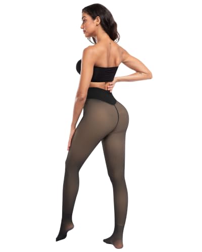 Image of ATHVOTAR Fleece Lined Winter Tights Women - Thermal Warm Opaque Pantyhose Thick Sheer Leggings