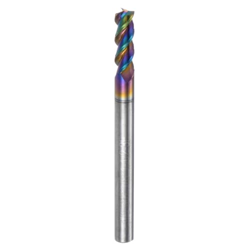 Image of uxcell Carbide Square End Mill, 1 /8 inch Diameter Diamond-Like Carbon Coated 3 Flutes Milling Bit Cutter, for Aluminum Copper Non-Ferrous Metal, 1 /8 inch Shank 3 /8 inch Cut Length 1-1 /2 inch Long HRC50