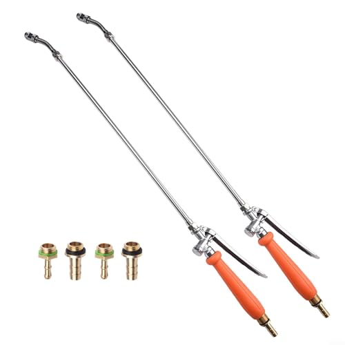 HomeVortex Sprühstab aus Metall, 73,5 cm, mit 2 Messing-Aufsätzen für 3/8 Zoll und 1,9 cm Schläuche, verstellbare Düse, Verriegelungsgriff, rutschfester Griff (2 Set)