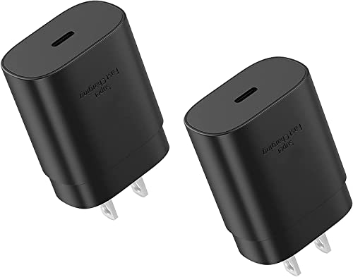 Type C Charger Block, PD 25W Super Fast Charger Type C for Samsung Galaxy S22/S22 Ultra/S22+/S21 S20 Plus Ultra/ Note10/ Note 20, iPad Pro 12.9/11, Samsung Fast Charger Block [2 Packs]