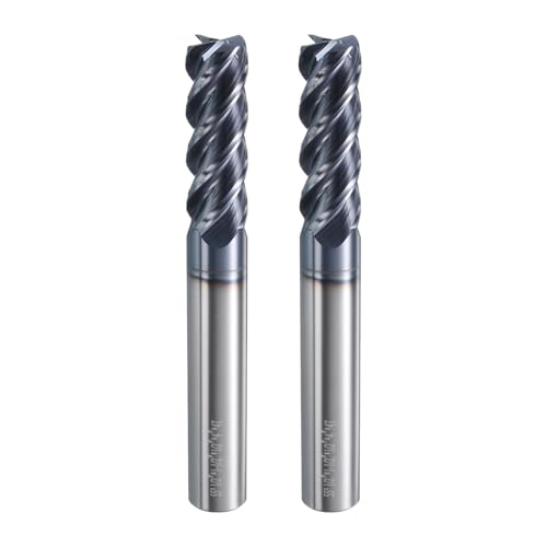 Image of HARFINGTON 2pcs Carbide Square Nose End Mill Bit 1 /2 inch Cut Dia 4 Flutes TiAlN Coated Milling Cutter for Hardened Steel Metal (1 /2 inch Shank 1-1 /2 inch Cut Length 4 inch Long 45 Degree HRC49-51)
