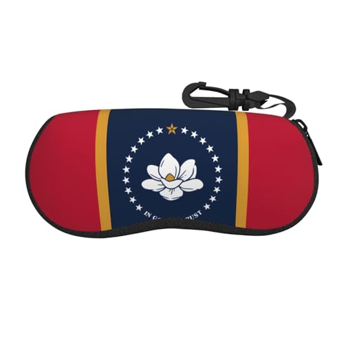 JZQZH Funda para gafas con diseño de bandera del estado de Mississippi, elegante y a la moda para viajes al aire libre y viajes