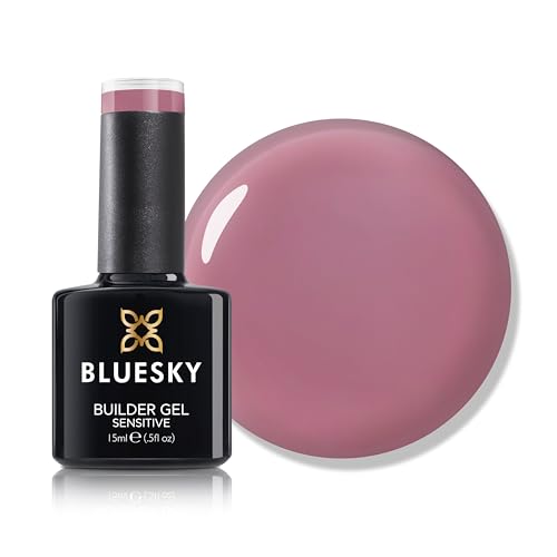 BLUESKY All in One Fast and Easy Builder Gel Sensitive 15ml, Cherry Bliss - Rose Pink, Nail Strengthener and Extender for Sensitive Nails, Requires Curing Under LED UV Nail Lamp