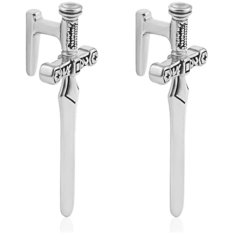 DOEARKO 2pcs Fashion Design Antique Gold Cross Sword Hypoallergenic Stainless Steel Dangle Ear Plugs Stretcher Piercing Body Jewelry, Stainless Steel, stainless steel Cover