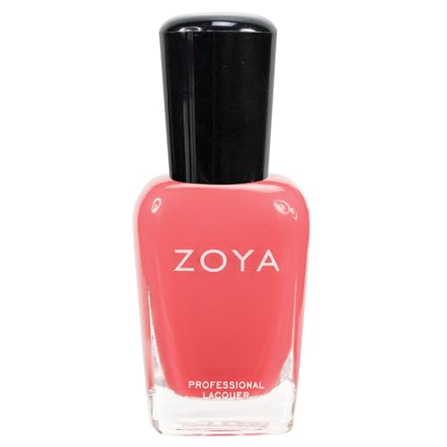 ZOYA Elodie Nail Polish Bright Fresh Warm Melon Pink Cream Polish with Coral Touch Warm-Tone Summer Color Big10Free Vegan 0.5 fl oz