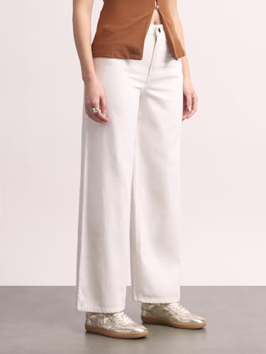 Image of Urbano Fashion Women's High Rise Loose Baggy Fit Washed Jeans Non-Stretchable