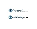 Faship A Pair Of Aqua Premium Rhinestone Crystal Floral Hair Clips 2 Pcs Pins