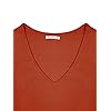REORIA-Womens-Sexy-Deep-V-Neck-Double-Lined-Lantern-Long-Sleeve-Bodysuit-Tops-Jumpsuits Women’s Sexy Deep V Neck Lantern Sleeve Fitted Shirts Stretchy Double Lined Seamless Long Sleeve Bodysuits Leotards Jumpsuit Tops Orange Rust Medium