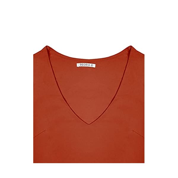 REORIA-Womens-Sexy-Deep-V-Neck-Double-Lined-Lantern-Long-Sleeve-Bodysuit-Tops-Jumpsuits Women’s Sexy Deep V Neck Lantern Sleeve Fitted Shirts Stretchy Double Lined Seamless Long Sleeve Bodysuits Leotards Jumpsuit Tops Orange Rust Medium