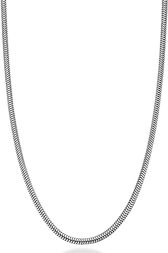 Savlano 925 Sterling Silver 2.5mm Solid Italian Round Diamond Cut Flexible Snake Chain Necklace With Gift Box For Men & Women - Made in Italy