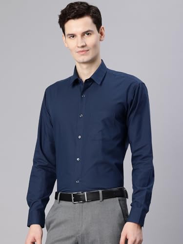 Image of Majestic Man Men's Solid Cotton Blend Wrinkle-Resistant Slim Fit Easy-Iron Formal & Office Wear