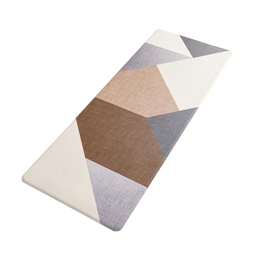 Koniroom キッチンマット 45×240cm 幾何学ピース柄 撥水 防汚 防炎 抗菌 滑り止め クッション性 PVC素材 厚さ10mm おしゃれ 北欧風 台所マット