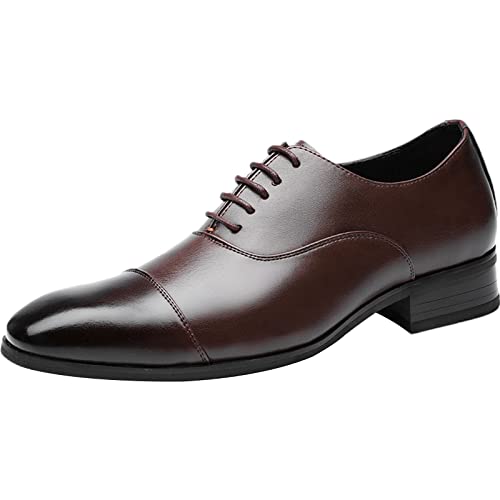 Men's Formal Business Dress Shoes Handsome Oxfords Cap Toe Microfiber Leather Wedding Shoes