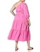 The Drop Women's April One Shoulder Cut-Out Tiered Midi Dress, Rose Pink, L