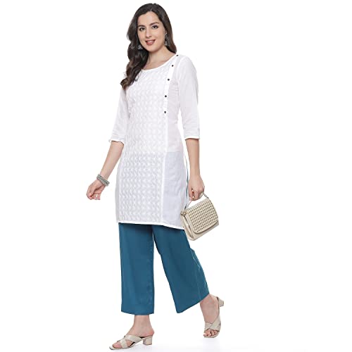 Image of BIBA Women Rayon Regular Solid Pants