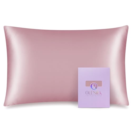 OLESILK 100% Mulberry Silk Toddler Pillowcase for Hair and Skin, Both Sides 19 Momme Pure Natural Silk Travel Pillow Cases with Hidden Zipper, 13"x 18", Light Plum