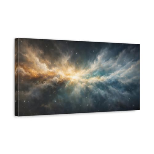 Toile science fiction Nebula Gold Blue decorative pour bureau