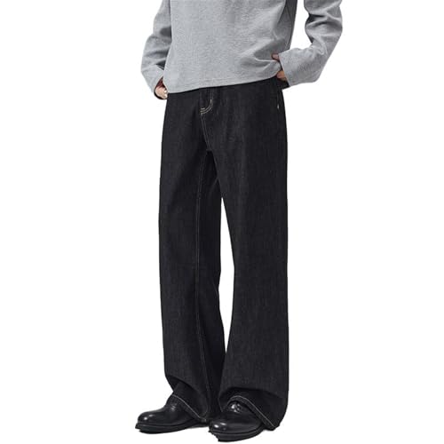 Men's Summer Loose Fit Straight Leg Jeans Navy Blue Pants