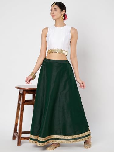 Image of studio rasa Women's Dupion Sequin Embellished Crop Top for Wedding Festive