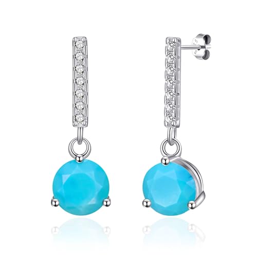 Boucles d'oreilles pendantes argent sterling turquoise synthétique le cadeau idéal pour femme
