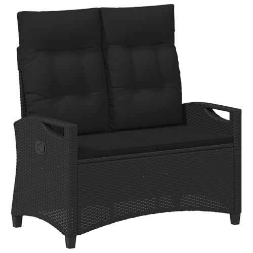 Banco de jardín negro de acero 105cm con respaldo ajustable para exteriores 2