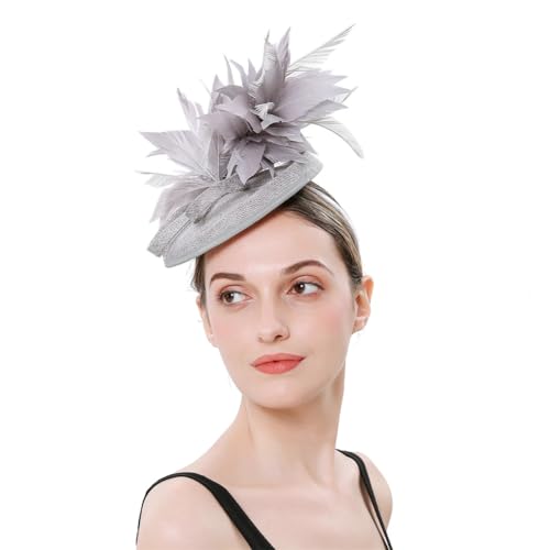 Chapeau fascinateur en plumes raffinées style pilulier de cérémonie
