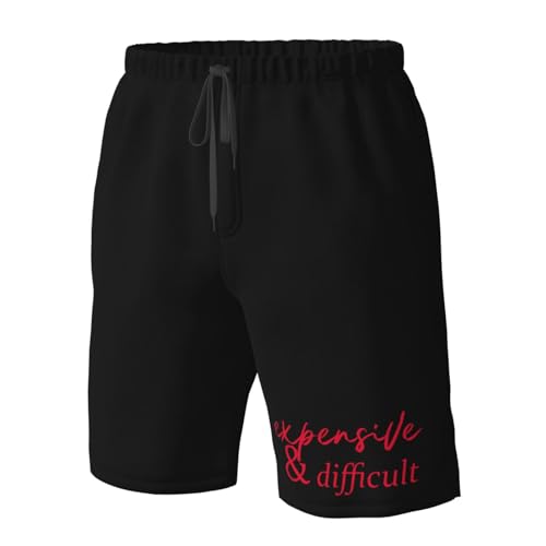 Pink Expensive and Difficult Men's Casual Board Shorts - Elastic Waist Drawstring Swim Trunks Fit Summer Hawaii, 5