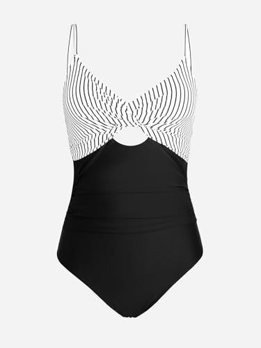 Image of CUPSHE One Piece Swimsuit for Women Bathing Suits Twist Front Cutout Adjustable Straps Ruched Swimwear