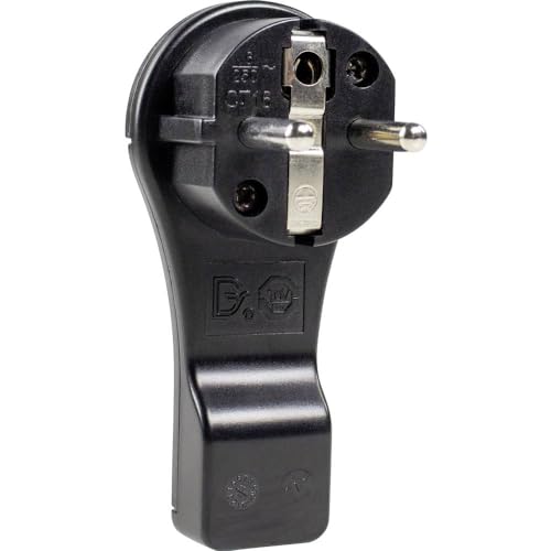as - Schwabe 45039 - Enchufe plano con toma de tierra, negro, 230 V
