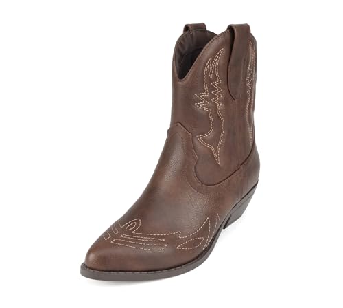 Image of Soda Women Cowgirl Cowboy Western Stitched Ankle Boots Pointed Toe Short Booties Rigging-S (Wide Fit Available)