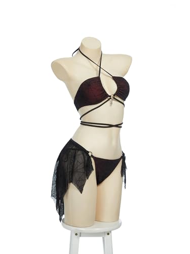 MEOWCOS Goth Bikini Swimsuit Spider Web Design Bathing Suit Dark Style Pretty Crawler Gothic Swimsuit3