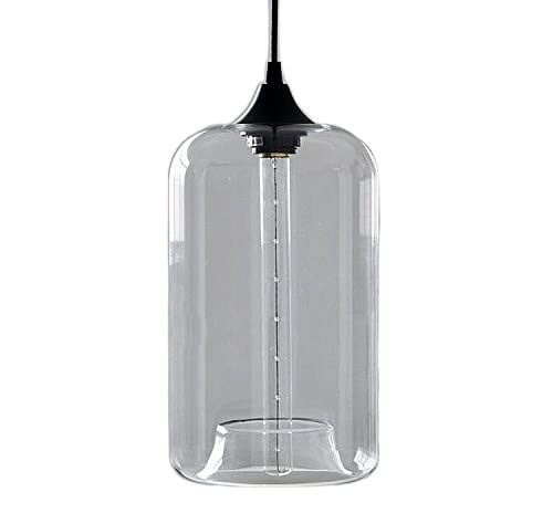 Suspension industrielle E27 en verre pour restaurant et couloir