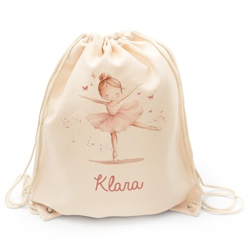 GRAVURZEILE Bedruckter Sportbeutel - Ballet - Personalisiert mit Namen - Turnbeutel mit Kordelzug für Schule & Freizeit - Geschenk zur Einschulung für Jungen & Mädchen - 35 x 42 cm