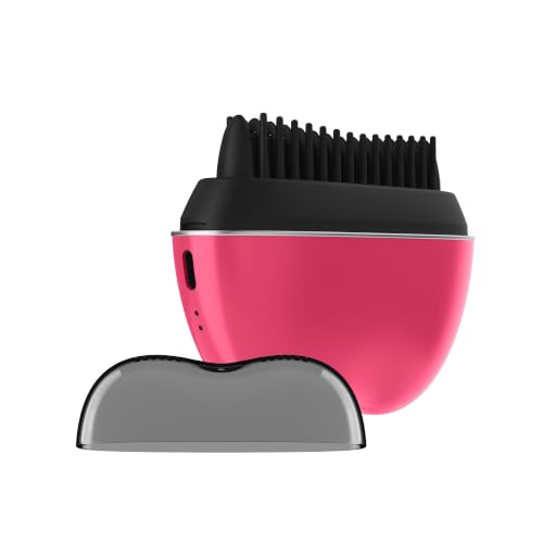 Conair Ceramic Ionic Smoothing Brush Portable Frizz Control Styling Brush for Shine 2 Heat Settings up to 360F USB-C Rechargeable Travel-Friendly with Protective Cover Hot Pink/Black CR80