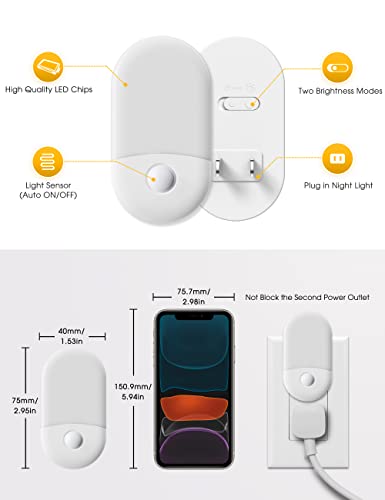 Image of L LOHAS LED Amber Night Light, Night Lights Plug into Wall[2 Pack] | 2000K LED Night Light, Dusk to Dawn Sensor, 30 /60LM Adjustable Brightness, Automatic Low Blue Nightlight for Kids, Bathroom