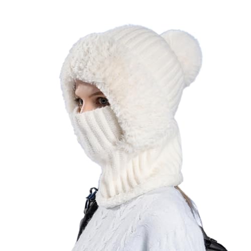 Bonnet d'hiver tricoté avec masque coupe-vent intégré pour homme et femme