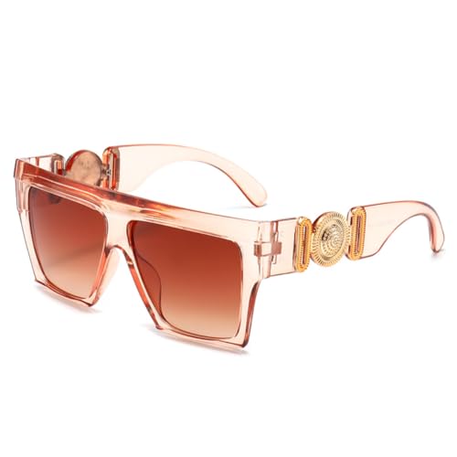 Lunettes de soleil surdimensionnées vintage verres UV400 mixtes champagne