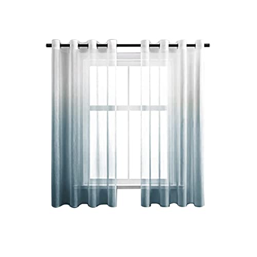 CUTEWIND 2 Piezas Cortinas Visillos Gradiente Vertical Visillo Degradado Salon Moderno con Ojales para Ventanas Habitación Dormitorio Juvenil Cocina Balcon 140x160cm Azul Agua Cover