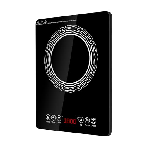 AceFox Portable Induction Cooktop, Peak Value 1800W Electric Induction Burner with LED Display, Touch Panel, Programmable, for Home Kitchen