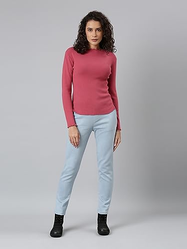 Image of GO COLORS Women Solid Mid Rise Suede Treggings