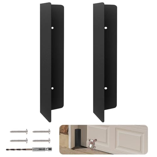 2 Pcs Garage Door Seal Mouse Guard Heavy Duty Stainless Steel Garage Door Mouse and Snake Guard Permanent Solution (Black)